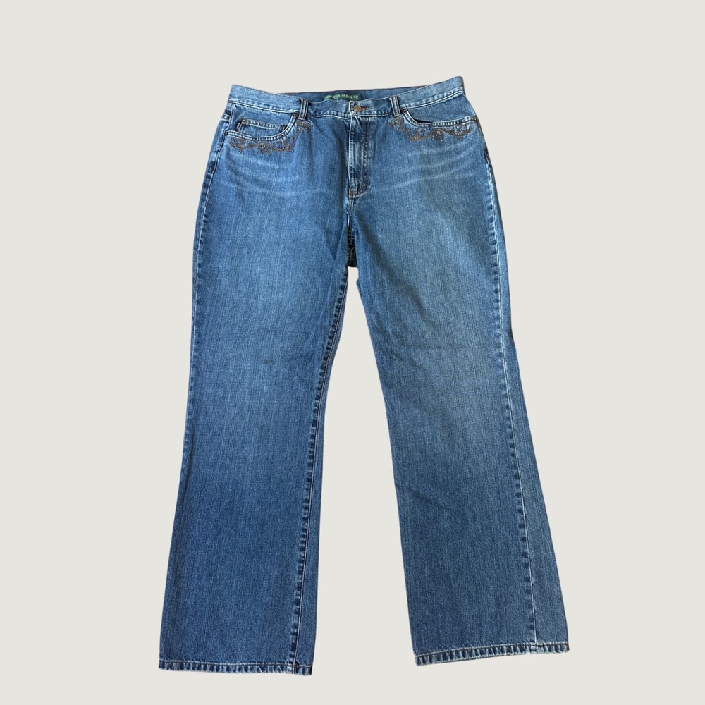 Lauren Ralph Lauren Jeans Women Blue Embroidered Vintage Straight SIZE 16
